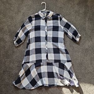 Black and White Checkered Button-Up Dress